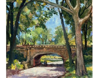 Pintura al óleo de 12x12 pulgadas de Nueva York - Desde Central Park/Luz de primavera
