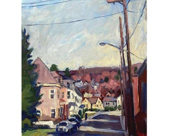 Cityscape Painting - Autumn Light/Afternoon Shadows - 8x10 Oil on Panel