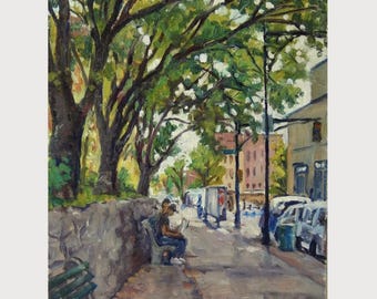 New York Landscape Painting -Up Broadway/Inwood NYC- 9x12 Oil on Panel