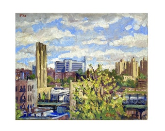 Spring Light/Inwood and Bronx/NYC - 8x10 Oil on Canvas, Small Plein Air Impressionist Fine Art, Original New York Landscape Painting