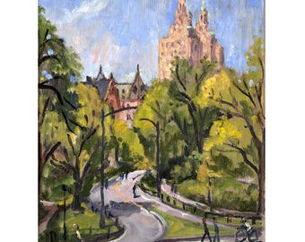 8x10 Oil Painting Landscape - Springtime in Central Park NYC