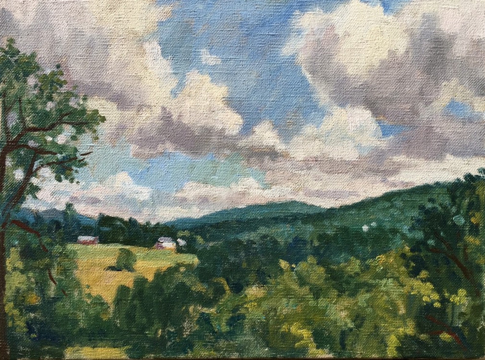 Original Landscape Oil Painting Hills and Sky/berkshires Summer 9x12