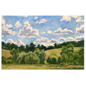 Large Landscape Painting - Hills and Sky/Berkshires- 20x30 Oil on Linen, Impressionist Plein Air Fine Art, Signed Original Oil Painting