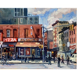 From Essex Street/LES NYC- 16x20 Oil on Linen, Original Lower East Side Cityscape Painting, New York Urban Impressionist Fine Art