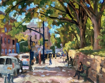 New York Cityscape Painting - Uptown Broadway/Inwood NYC - 8x10 Oil on Linen, Plein Air Impressionist Fine Art, Signed Original