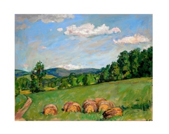 Rolling Hills/Berkshires Summer- 14x18 Oil on Canvas, Plein Air American Impressionist Landscape Painting, Signed Original Fine Art