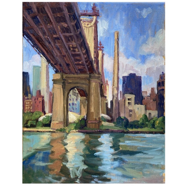 The Queensboro Bridge/NYC- 11x14 Oil on Linen, New York Cityscape Painting, Urban Impressionist Landscape, Signed Original Fine Art