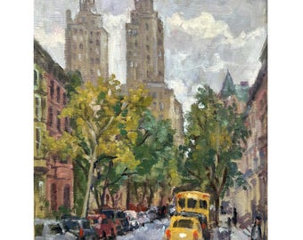 From W 74th Street/NYC - Original 11x14 Cityscape Painting