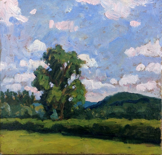 Small Tanglewood Landscape Painting Summer Sky 6x6 Oil On Etsy Small Tanglewood Landscape Painting Summer Sky 6x6 Oil On Etsy