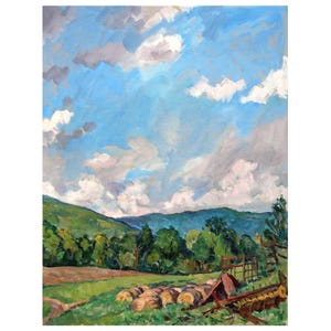 Original Landscape Painting - Summer Sky/Berkshires - 14x18 Oil on Canvas, American Plein Air Impressionism, Signed Original Fine Art
