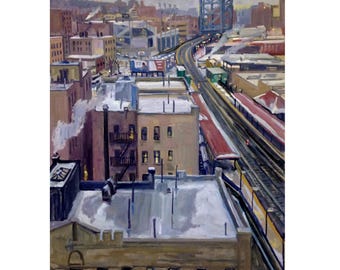 Large Oil Painting - Snowy Rooftops/NYC - 27x36 Oil on Canvas