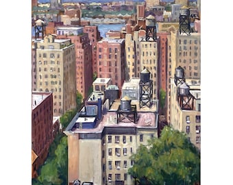 Upper West Side/Toward Jersey - 18x24 New York Cityscape Painting