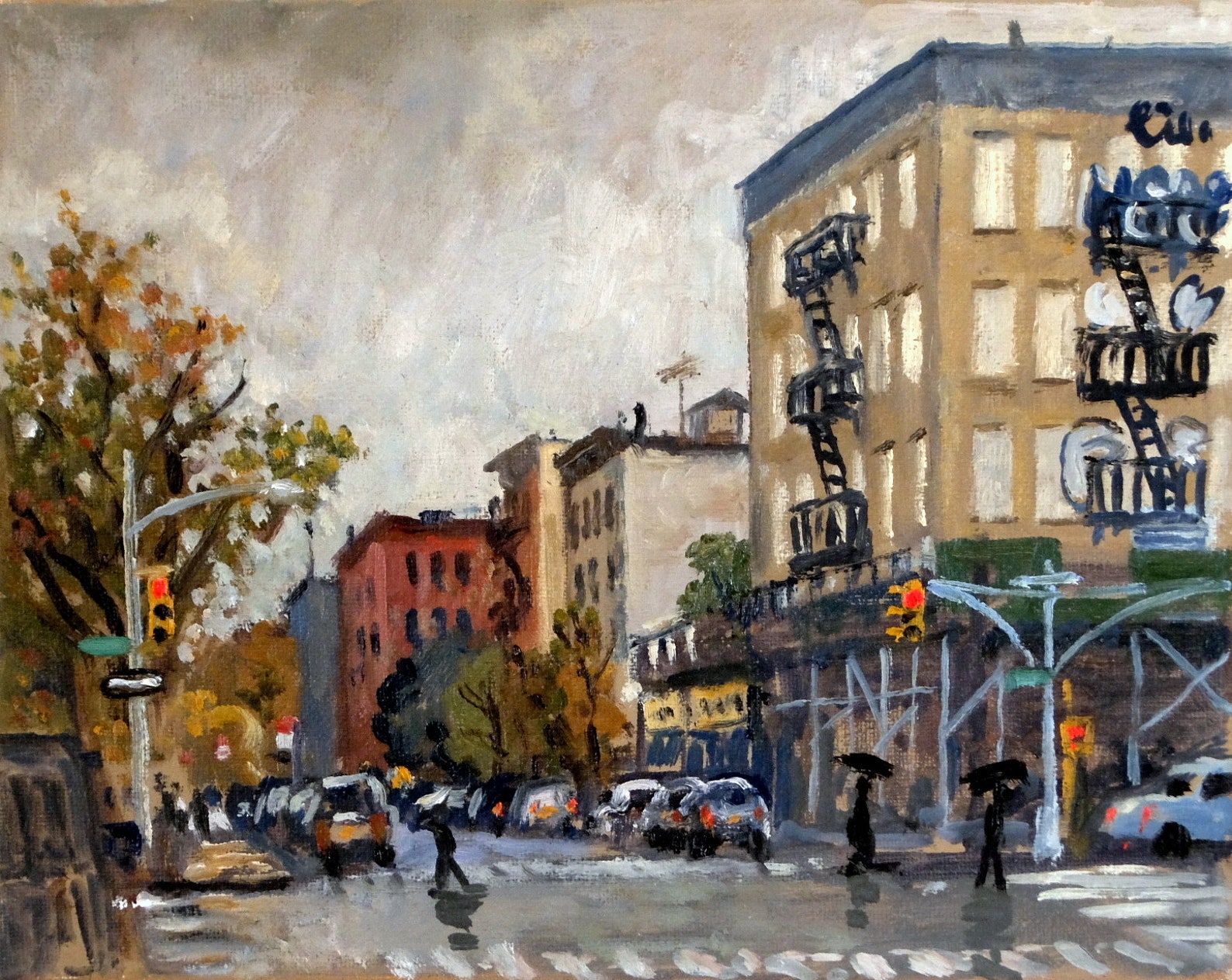 Original Harlem Cityscape Painting East Harlem/nyc Rain 8x10 Etsy Australia