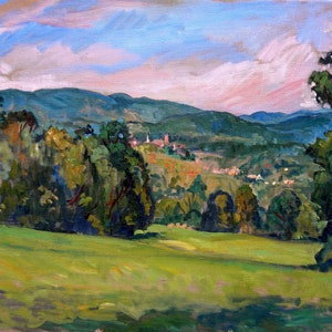 Large Berkshires Landscape Painting - Down In the Valley- 18x24 Oil on Canvas, Large Plein Air Impressionist Scene, Signed Original Fine Art