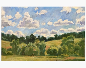 Large Landscape Painting - Bright Sky/Berkshires- 20x30 Impressionist Oil