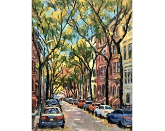 From 87th Street/Upper West Side/NYC - 18x24 Oil on Panel, NYC Impressionist Landscape, Signed Original