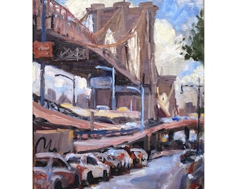 The Brooklyn Bridge - Original 8x10 NYC Oil Painting