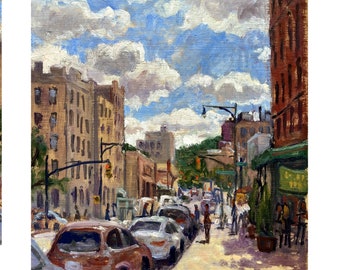 Oil Painting - Summer Clouds/Inwood NYC - Original 10x10 Cityscape