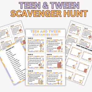 Caça ao tesouro para adolescentes e pré-adolescentes, dicas de caça ao tesouro para adolescentes, dicas para imprimir de caça ao tesouro para crianças mais velhas, jogo de charadas divertido para fazer em casa