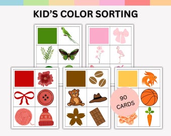 Montessori Color Sorting Matching Game, Toddler Color Printables, Montessori Printable, Matching Activity Printable Set Instant Download PDF