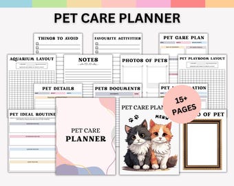 Pet Care Planner, Pet Care Planner, Pet Health Tracker, Pet Medical Planner, Pet Checklists, Pet Workbook, Pet Sitter Notes, Pet Binder PDF.