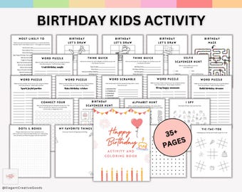 Pacote Completo de Atividades para Aniversário Infantil — Mais de 35 Jogos Imprimíveis, Páginas para Colorir e Diversão para Festas Infantis | Download Instantâneo de Arquivos PNG e PDF.