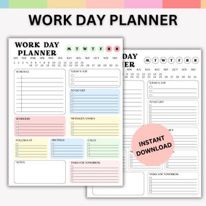 Daily Work Planner | Monthly Digital Productivity Organizer | Fillable PDF To-Do Checklist | Professional Task & Schedule Management PNG-PDF