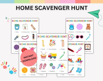 Caccia al tesoro in casa per bambini / 5 versioni / Caccia al tesoro in casa / Attività estive / Giochi per bambini / Sconfiggi la noia / Stampabile / Gioco di società