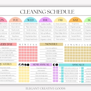 Cleaning Schedule Planner PDF, Printable Cleaning Checklist, Household Chores Colorful Chart Png, Customizable Cleaning Planner, To Do List