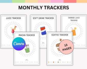 Monthly Coffee Tracker Printable | Daily Habit Wheel for Coffee Lovers | Fun Wellness Planner Page | Easy-to-Use Instant Download PDF & PNG.