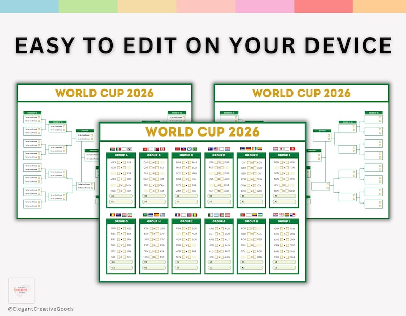 World Cup 2026 Schedule Wall Chart, Tournament Match Tracker, Printable