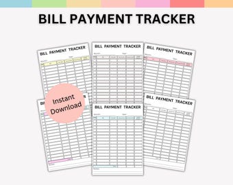 Registro de seguimiento de pagos de facturas, Organizador de pagos de facturas, Lista de verificación de pagos mensuales de facturas, Gastos y facturas, Seguimiento de pagos de facturas, Descarga digital