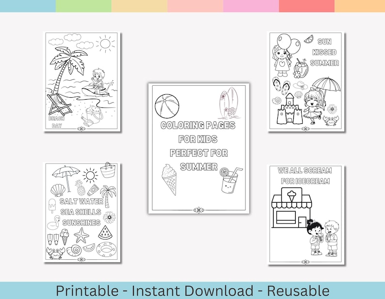 Kids Summer Printable Activity Bundle Engaging Coloring Pages, Puzzles ...