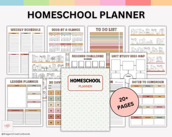 Editable homeschool planner 2025-2026, Kids Homeschool Organizer, Student Academic,  Reading Tracker, Unit Study, Homeschool Planner PDF.