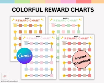 Reward Chart Printable For Kids, Kids Routine Chart, Sticker Chart, Toddler Reward Chart, Behaviour Chart, Goal Chart Printable, Kids Chart.