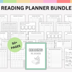 2025 Book Reading Planner Bundle 50+ Pages – Printable Reading Challenge, Monthly Journal & Review Log | Minimalist Book Tracker for Readers