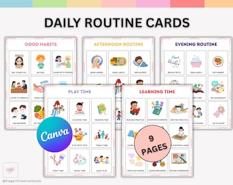 Daily Routine Cards, Kids Daily Schedule, Morning Routine, Routine Chart for Kids, Bedtime Routine, Daily Rhythm, Montessori Activity PDF.