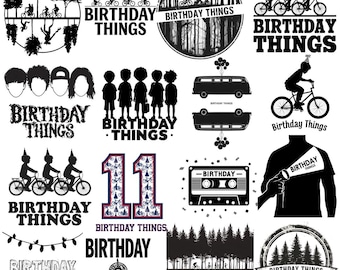 Pacote de itens de aniversário em SVG e PNG, design para camiseta de aniversário, pacote de itens de aniversário, feliz aniversário, itens de aniversário, pacote de PNG para sublimação de aniversário