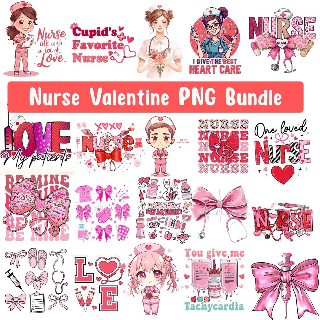 Nurse Valentine Png Bundle, Nurse Valentine Clipart, Cute Medical Love ...