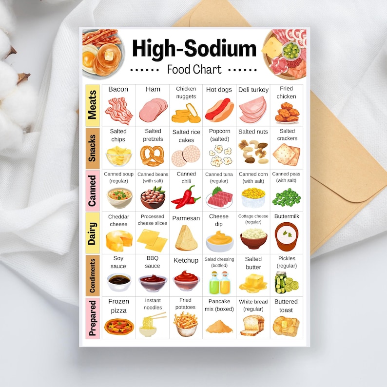 High Sodium Food Chart, Blood Pressure Food Chart, Sodium Rich Food ...