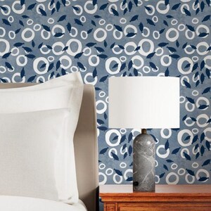 Blue Fish and Whimsical Ocean Shapes Peel & Stick Self-Adhesive or Smooth Pre-Pasted, Wallpaper Rolls for Nursery or Playroom