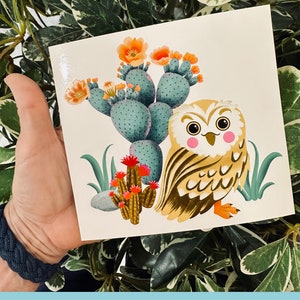 Autocollants Kiss-Cut Baby Elf Owl Desert Scene - Sonoran Desert Collection - 3 tailles