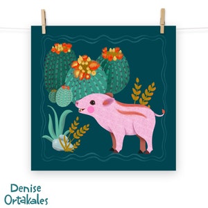 Baby Javelina Desert Scene Paper Poster - Sonoran Desert Buddies Collection - 5 sizes