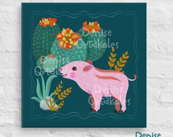 Baby Javelina Desert Scene Canvas - Sonoran Desert Collection- 2 sizes