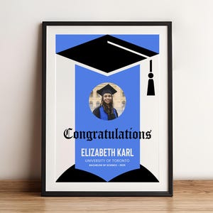 Custom Congratulation Graduate Wall Art - Modern Graduation Party Print, New High School Graduate Gift For Her or Him - Diploma Frame Gifts