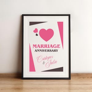 Gepersonaliseerd jubileumcadeau - bruiloft kunst aan de muur print voor hem, haar, mama en papa - verloofd getrouwd afdrukbaar cadeau-idee - decoratie op maat