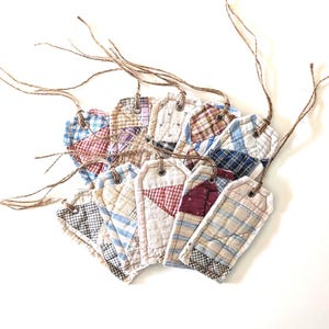 Vintage Quilt Patchwork Hang Tags 10-pack Handmade Cottagecore Gift or Basket Labels