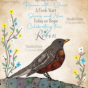 Robin print, robins egg blue, print with robin, springtime print, bird lover, robin sign of spring, new chapter, rejoice, rebirth, change