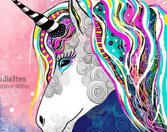 Unicorn art, Unicorn print, unicorn lover, unicorn collector, I am a unicorn, one of a kind, gift for unique, unicorn painting, unicorn love