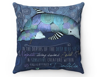 S4Sassy Dolphin Pillow Case Throw Printed Fabric Cushion Cover 2Pcs-MX-3A